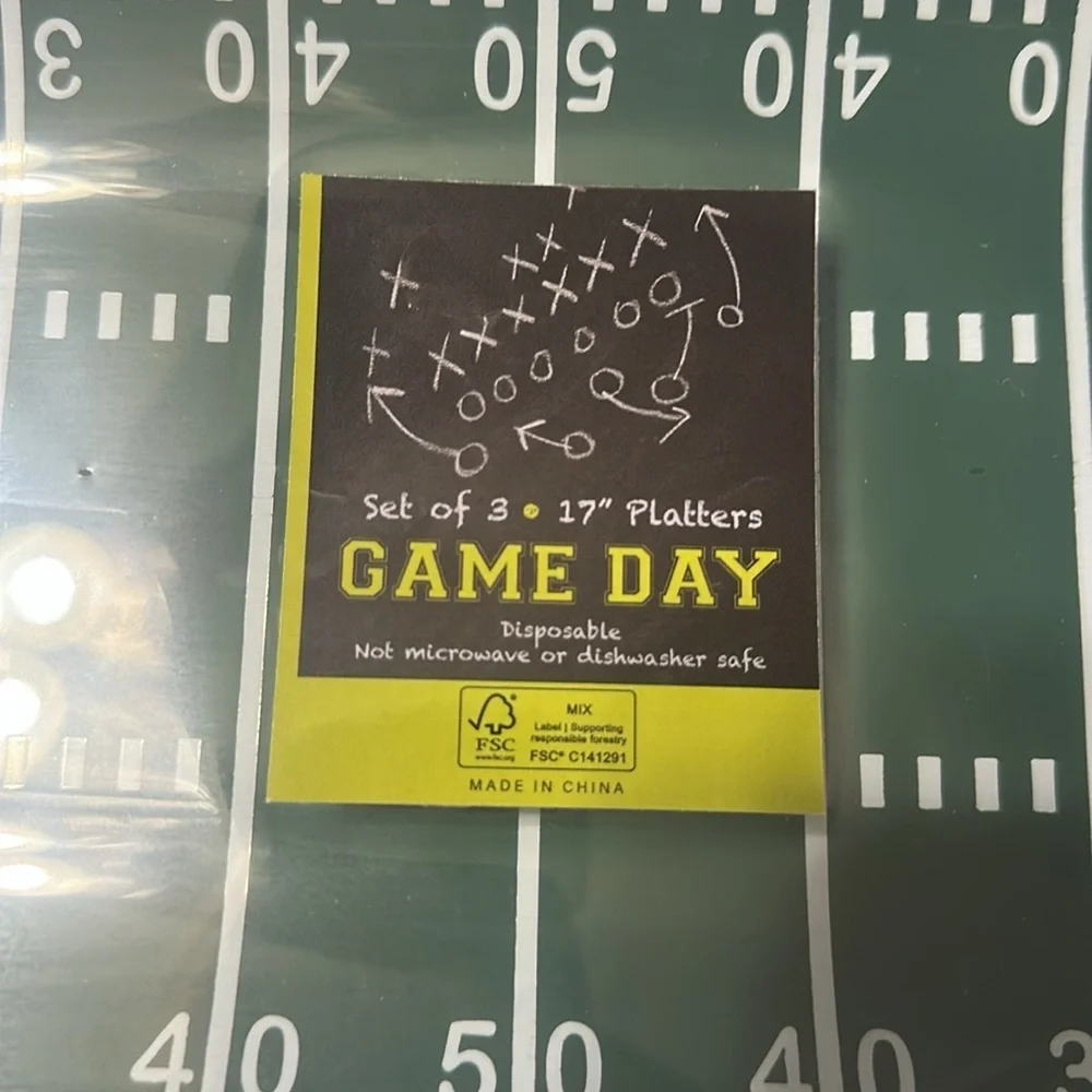 Game day set of 3 17” football platters